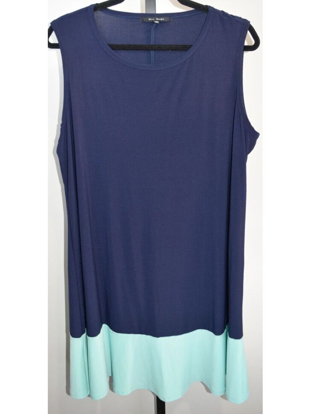Blu Sage Colorblock Sleeveless Shift Dress Navy Mint Plus Size 16W Professional